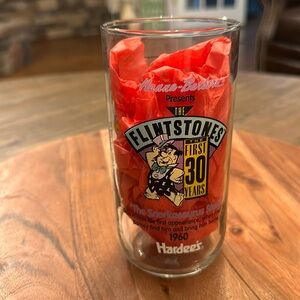VINTAGE. HANNA- BARBERA. THE FLINTSTONES. THE FIRST 30 YEARS. HARDEE’S. GLASS